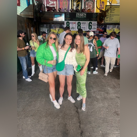 House of Sunny Dress 4 Midi Green Knit Psychedelic Textured Eyelash 60s 90s - Picture 16 of 16